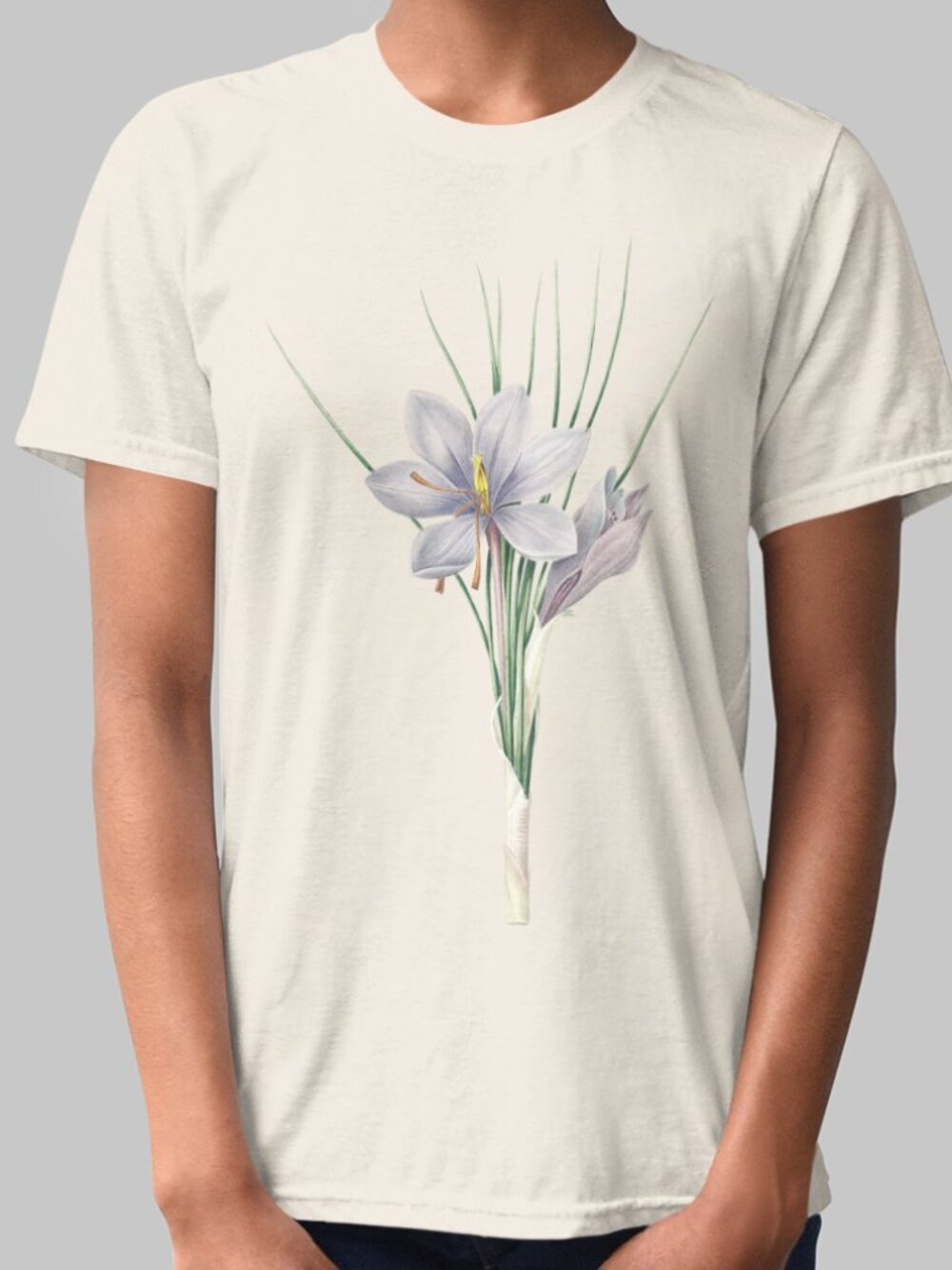 Autumn Crocus Vintage Floral Print Short Sleeve Graphic Tee T-shirt S-XXL